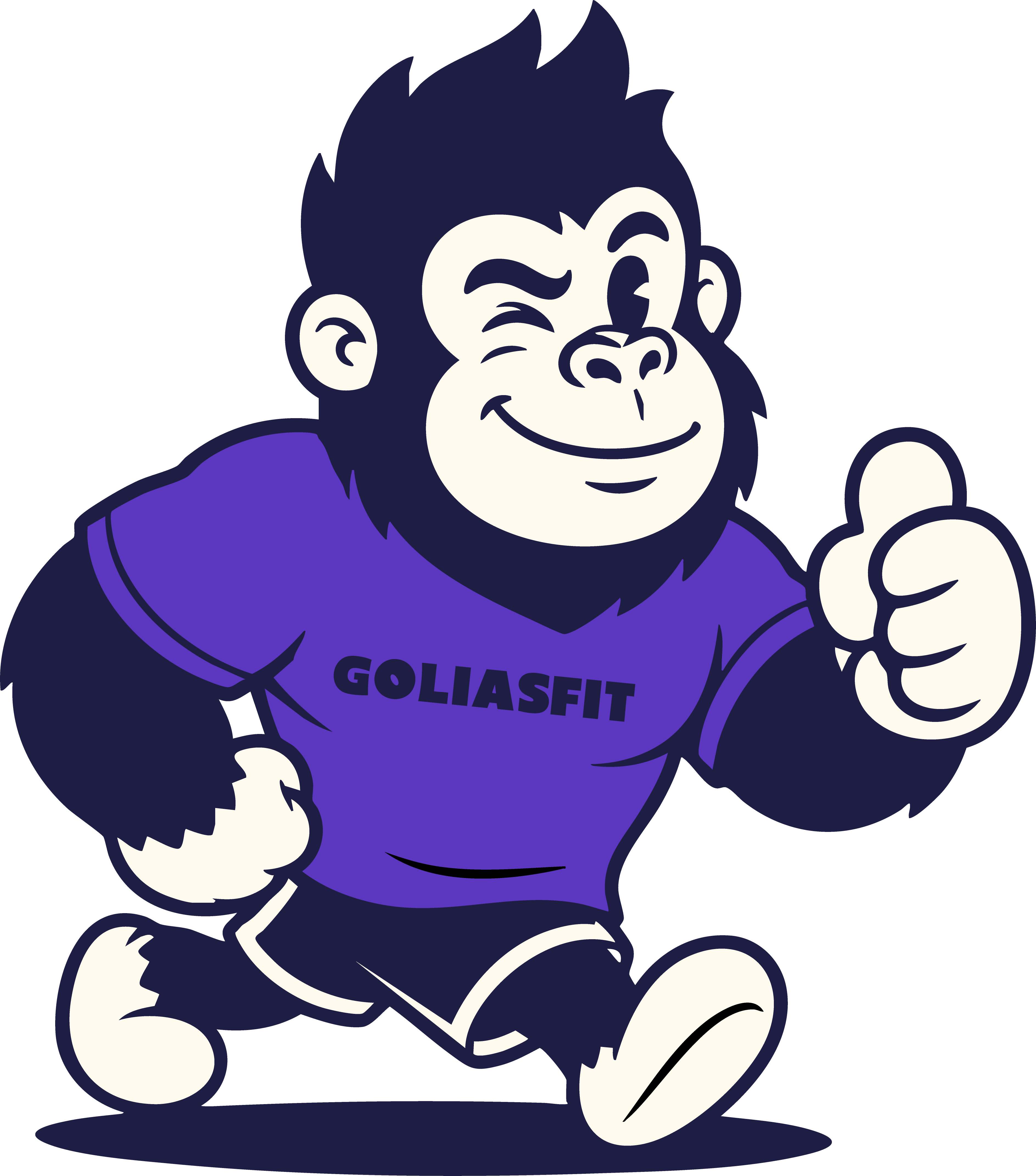 Golias, o mascote do GoliasFit, fazendo joinha